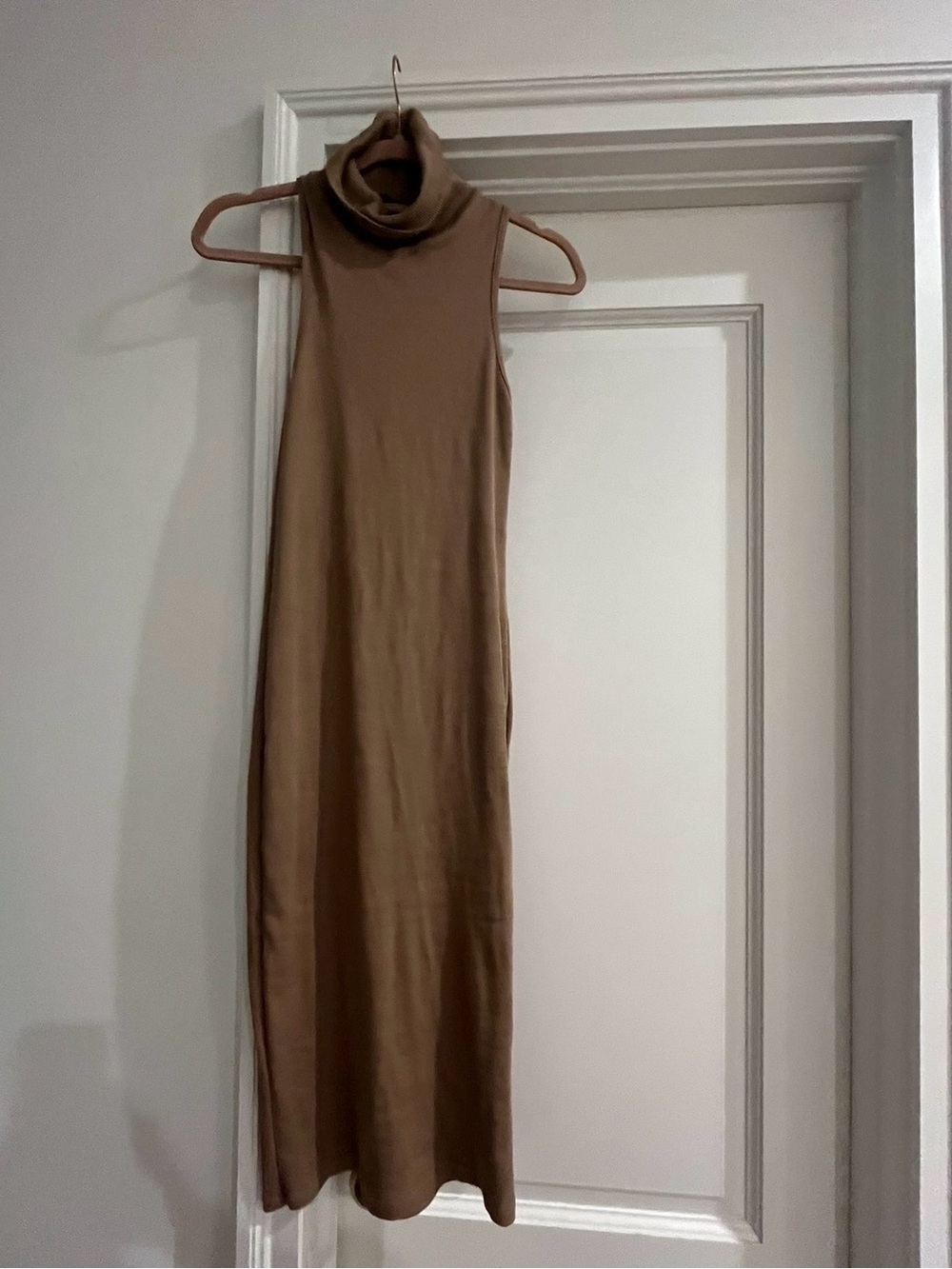 Zara High Collar Ribbed Midi Dress